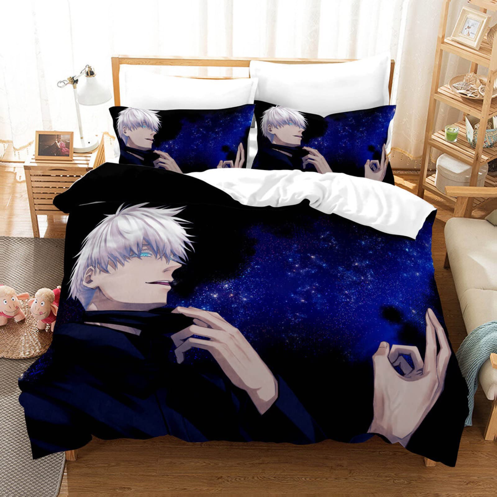 Jujutsu Kaisen Anime Bedding Set - Duvet Cover for Single, Double, Queen & King Size Beds (102x90 Inches) - Official Licensed Japanese Anime Themed Bedclothes for Boys & Teens - Perfect for Anime Fans' Bedroom Decor & Gift Giving