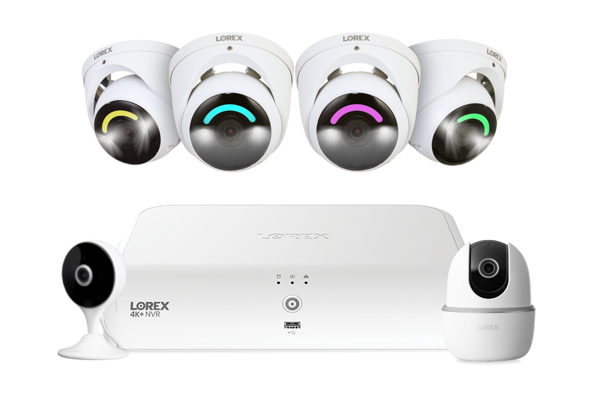 Lorex Fusion 4K+ 16 Channel (8 Wired + 8 Wi-Fi) 2TB NVR Security System with 4 H16 Wired 4K IP Dome Cameras, 1 2K Pan-Tilt Camera & 1 2K Indoor Wi-Fi Camera - Home & Business Surveillance Solution