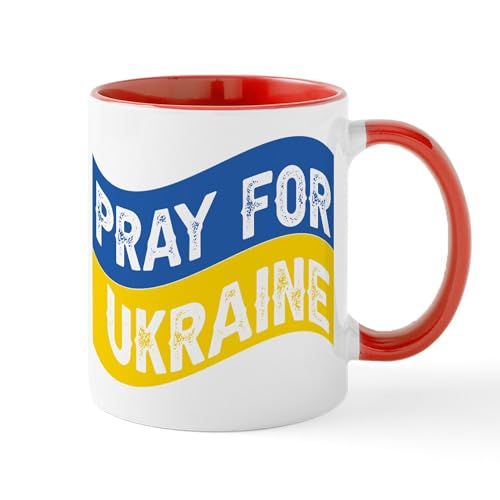 White/Red Inside - Pray For Ukraine Mugs