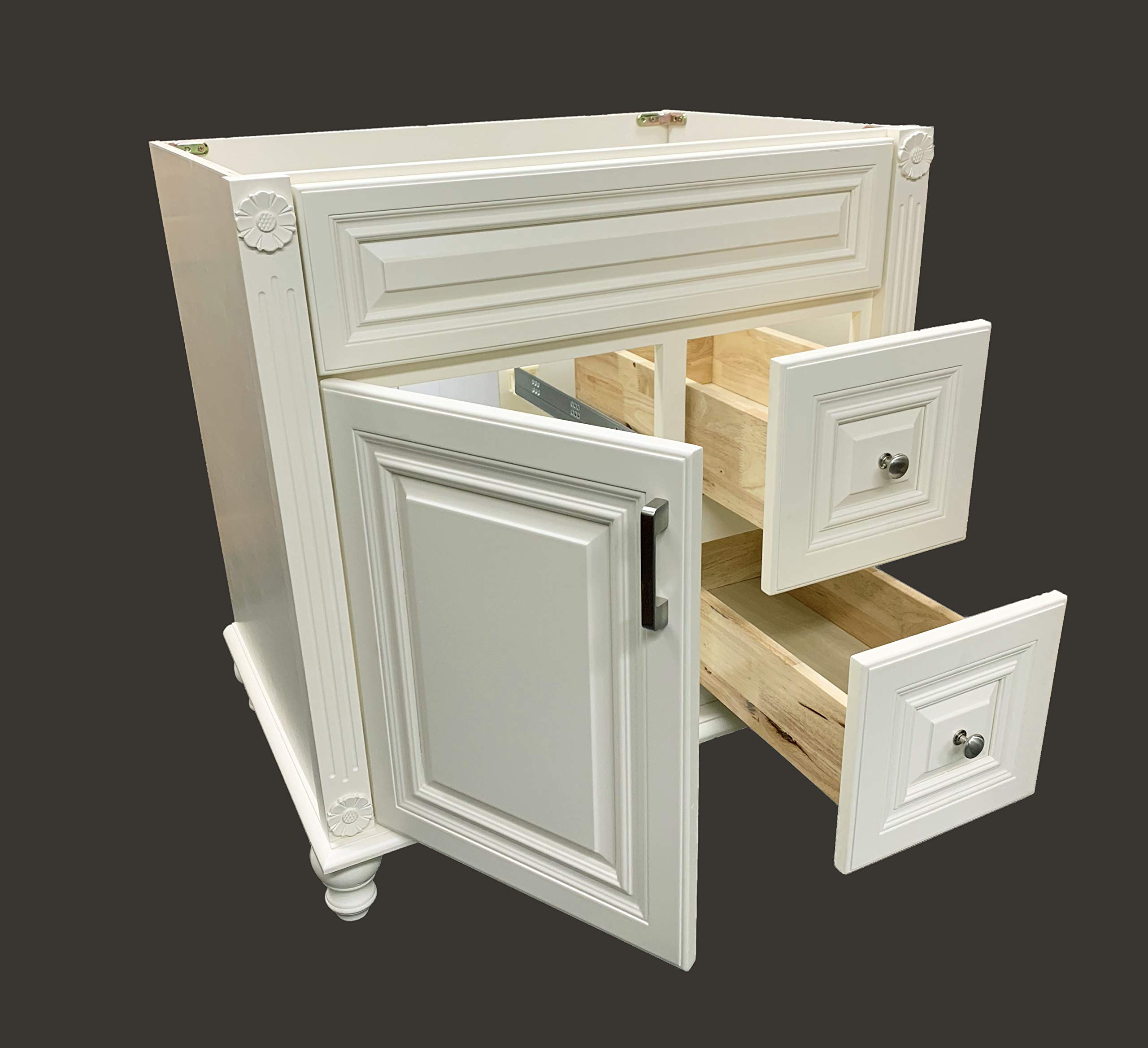 Antique White Solid Wood Bathroom Vanity Base Cabinet 30