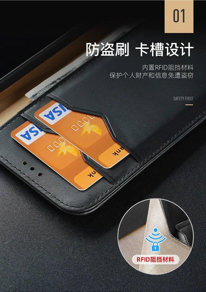 DuxDucis Galaxy S24 Genuine Leather Wallet Case - Premium Protective Cover with Card Slots for Samsung Galaxy S24 - Perfect for Business, Travel & Everyday Use