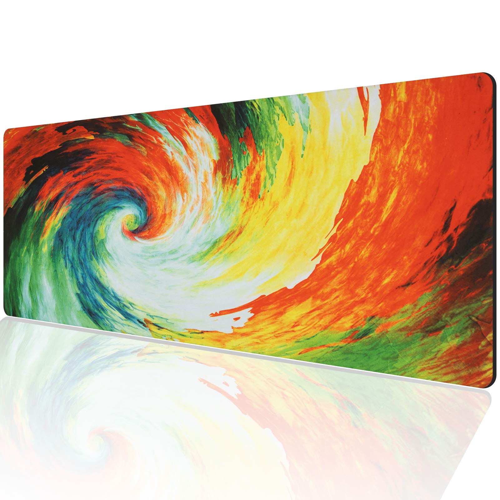 Large Gaming Mouse Pad with Stitched Edges - Extended Non-Slip Rubber Desk Mat for PC & Laptop - Galaxy Universe Design - Perfect for Gaming, Office Work & Home Use
