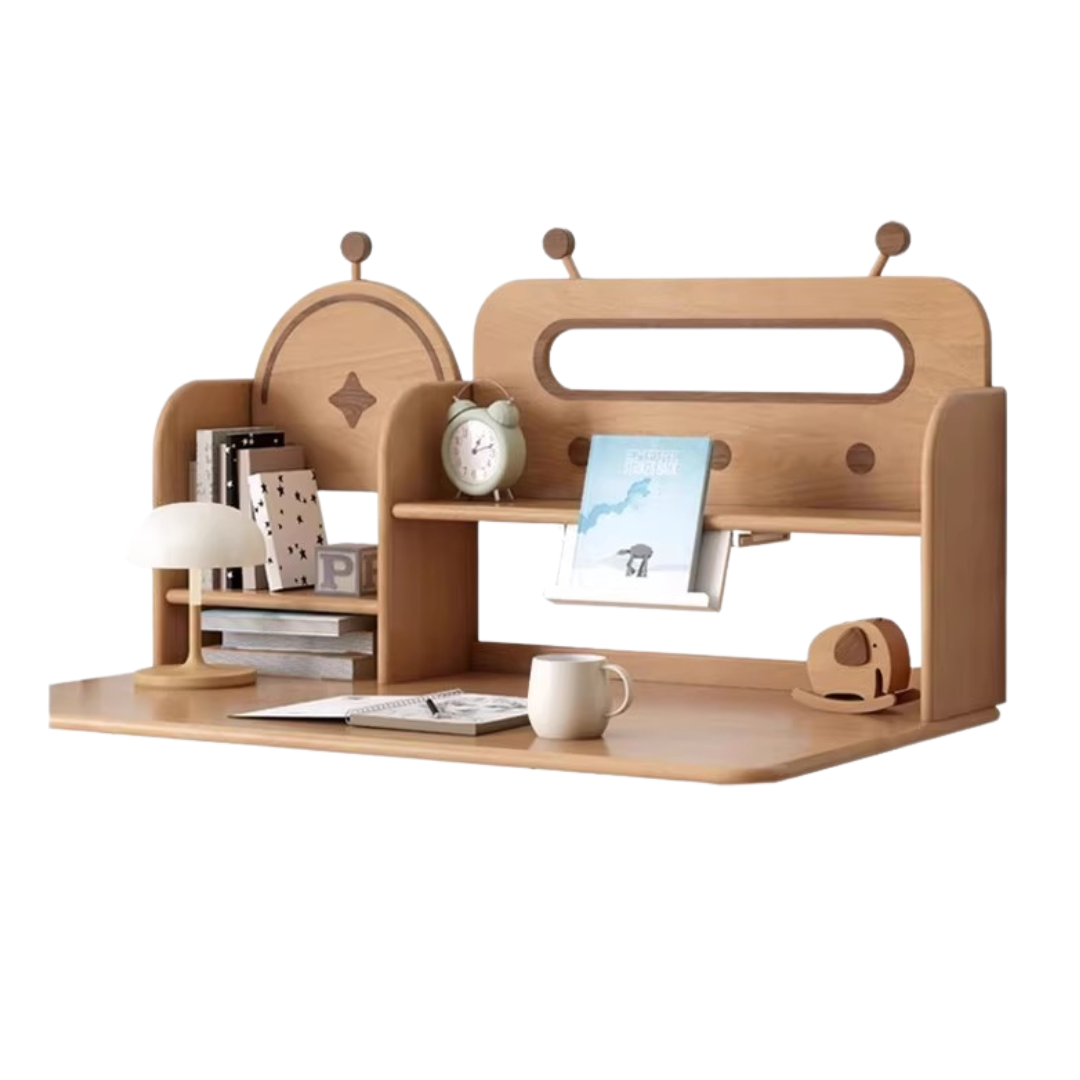 Premium Oak & Beech Solid Wood Multi-Layer Desktop Shelf - Sturdy & Stylish Organizer for Home Office, Study, or Workspace - Perfect for Books, Plants, and Office Supplies