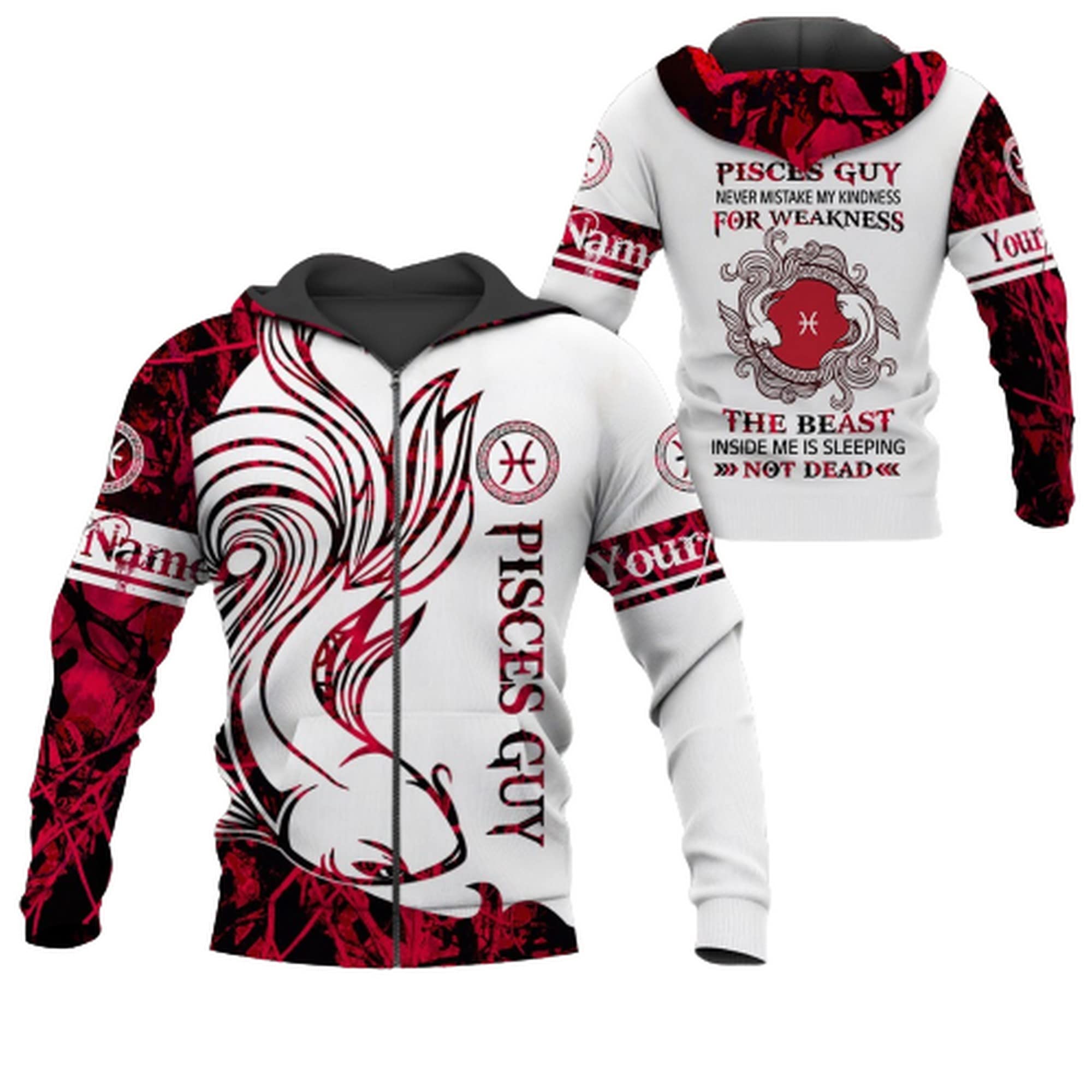 3D Printed Pisces Guy Pullover Sweatshirt - Personalized Unisex Hoodie with Front Pocket | Zodiac Gifts for Men & Women | Perfect for Christmas, Birthday & Everyday Wear ZDHD17118