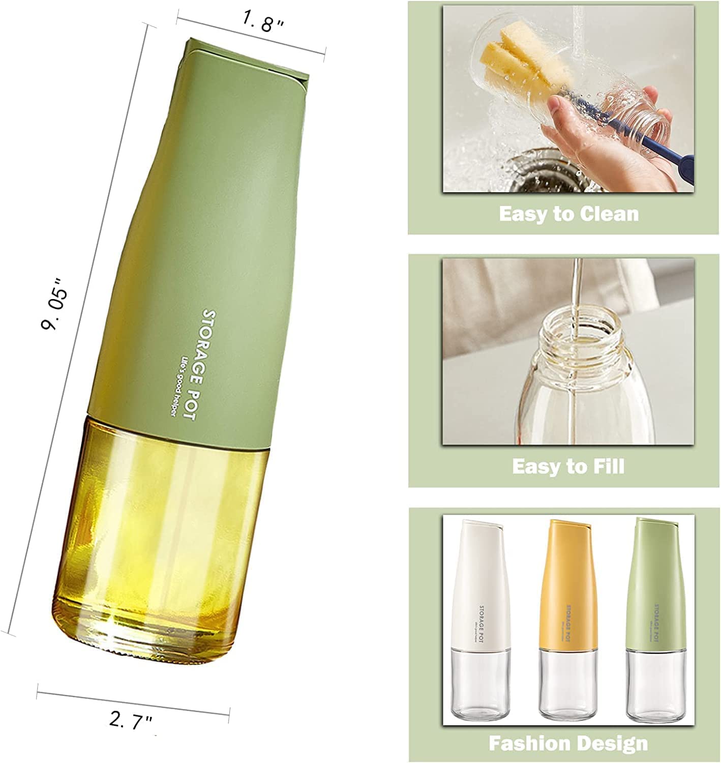 AADHIK Automatic Gravity Oil Dispenser Bottle - Drip-Free Spout for Oil, Vinegar & Liquids, Multi-Color (1-Pack) | Perfect for Kitchen Countertop, Salad Dressing & Cooking Oil Storage