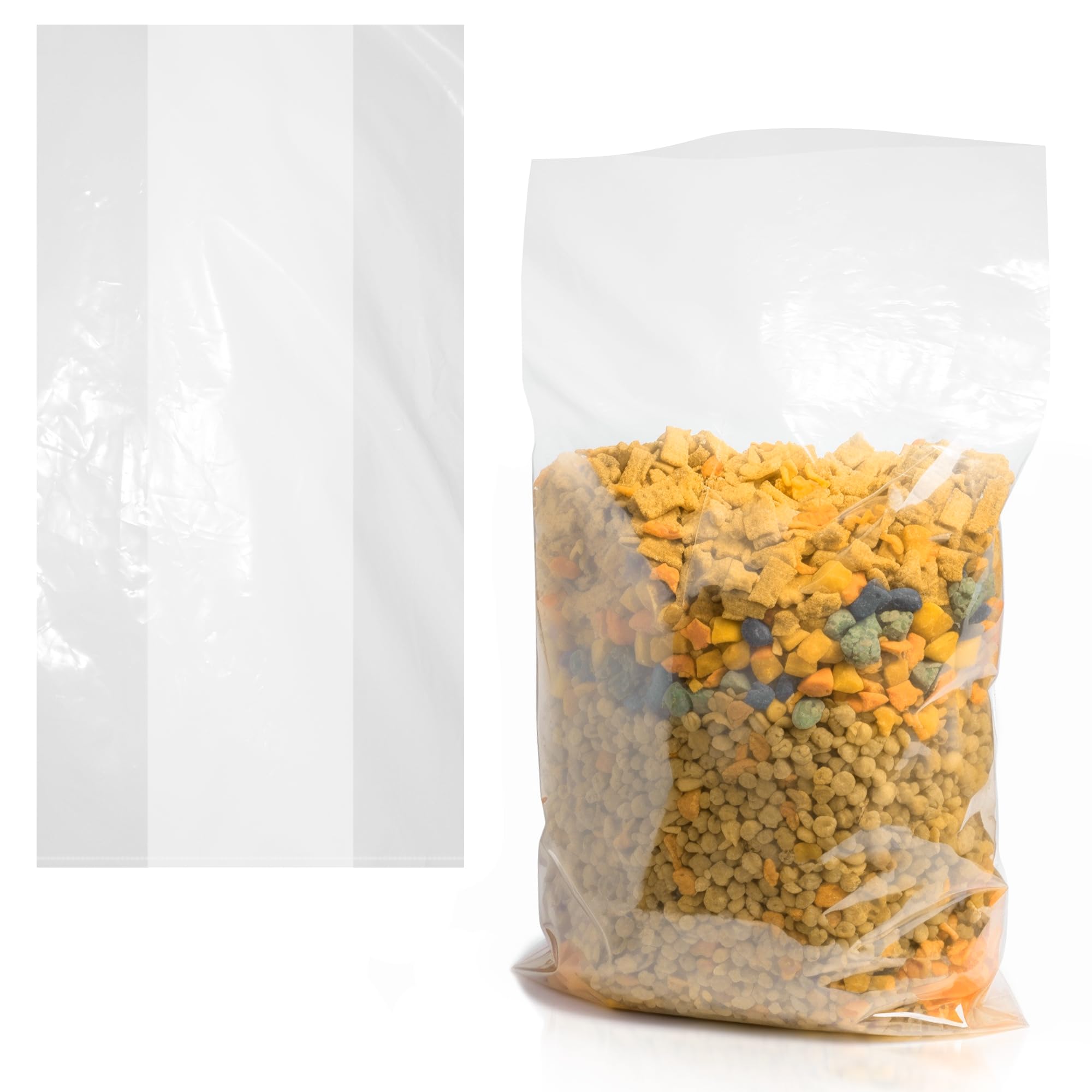 APQ Gusseted Plastic Bags for Food Storage - 16x14x36 Inches, 350 Pack - 2 Mil Thick Clear Poly Bags with Open End - Leak-Proof Produce & Gift Bags for Groceries, Party Favors, Retail Packaging & Bulk Food Storage