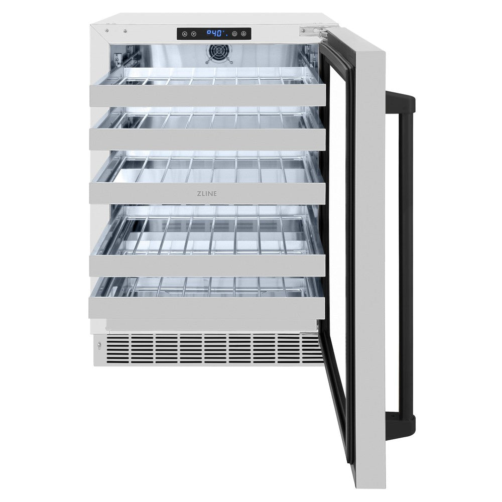 ZLINE Autograph Edition 24 Inch Touchstone Dual Zone 44 Bottle Wine Cooler with Stainless Steel Glass Door & Matte Black Handle - Perfect for Home Bars, Wine Cellars, and Entertaining Spaces (RWDOZ GS 24 MB)