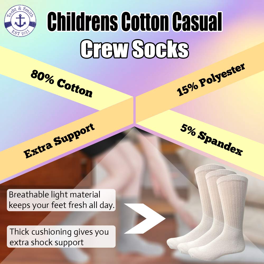 Yacht & Smith 240 Pairs Wholesale Kids Crew Socks - Soft Cotton Casual Socks for Boys & Girls (Size 4-10) - Perfect for School, Sports & Everyday Wear