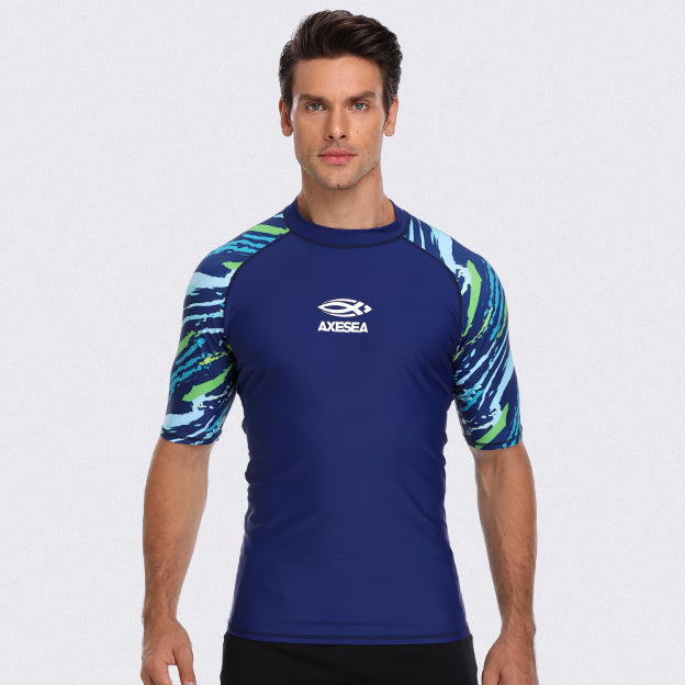 Men's UPF 50+ Sun Protection Rash Guard Shirt - Quick Dry Swim Shirt for Surfing, Swimming & Beach Activities - Tide Design