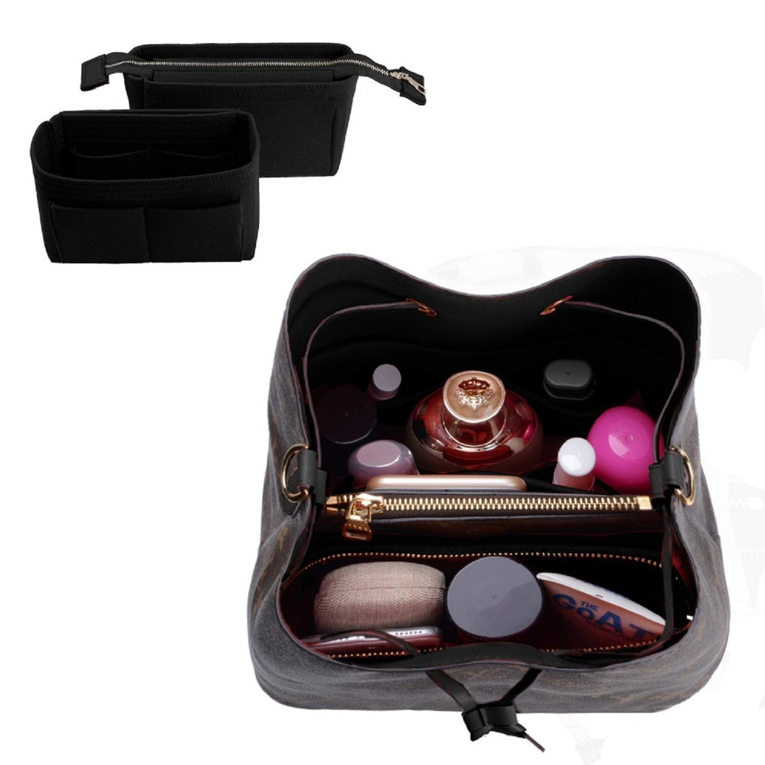 ZTUJO Purse Organizer Insert for LV NeoNoe Noé - 2 Pack Handbag Organizer with Multiple Pockets | Perfect for Travel, Work & Daily Use to Keep Essentials Organized