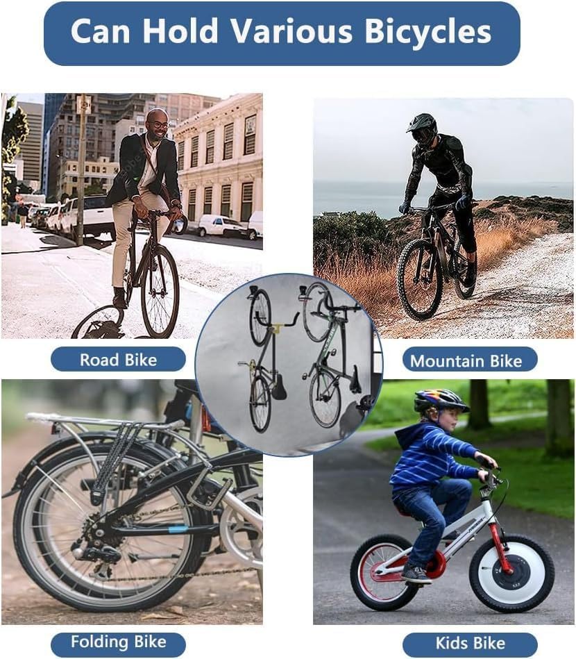 **Tiaoifaer 2-Pack Heavy Duty Iron Bike Wall Hanger - L-Shaped Vertical Bicycle Storage Rack for Garage & Home - Space-Saving Bike Mount Accessories (Black) - Perfect for Small Spaces & Apartment Storage**