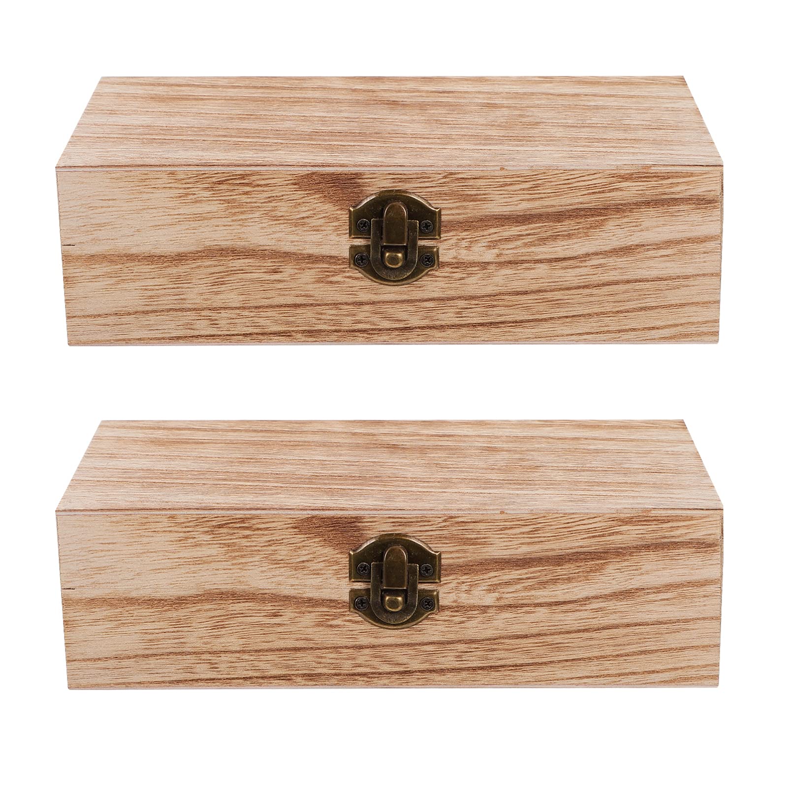 DOITOOL 2-Piece Wooden Keepsake Box Set - Vintage Treasure Chest with Hinged Lid for Jewelry, Tea Bags, Letters & Photos - Handmade Decorative Storage Box for Home Decor & Craft Organization (Light Color) - Perfect for Wedding Gifts, Memory Keepsakes & Vintage Home Display