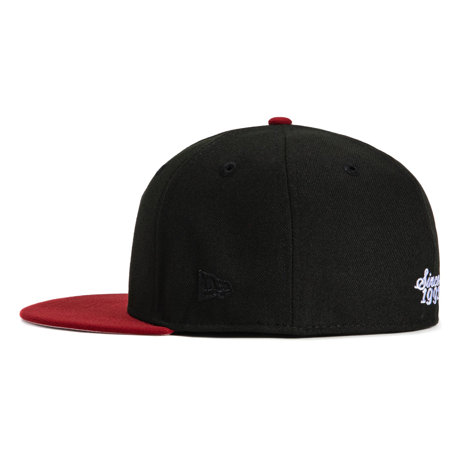 New Era 59Fifty MLB Baseball Cap with Pink Bottom Ribbon & 1992 Hat Club Patch - Black & Sedona Red - Stylish Snapback Hat for Sports Fans, Streetwear Fashion & Casual Outfits