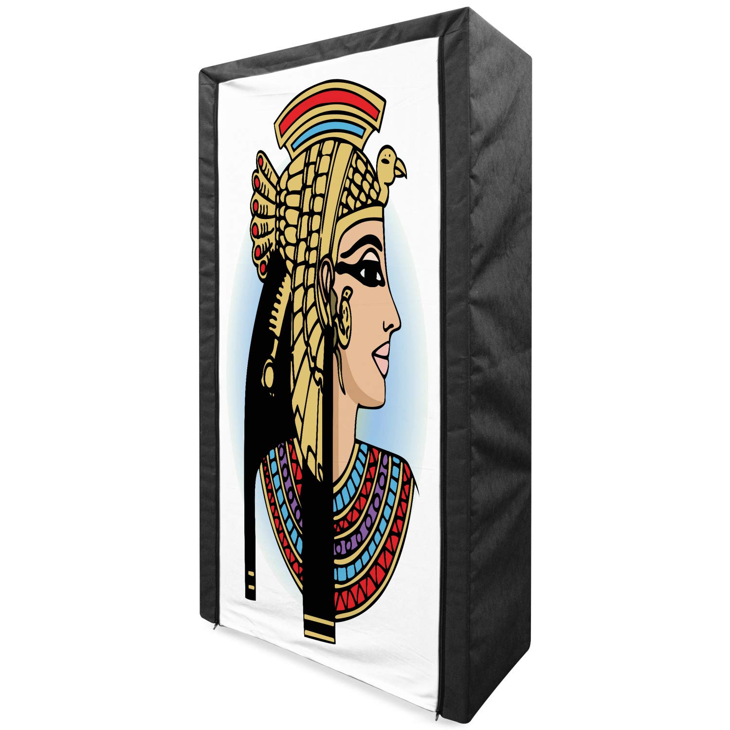 Ambesonne Egyptian Print Portable Fabric Wardrobe with Cleopatra Portrait - 33.5