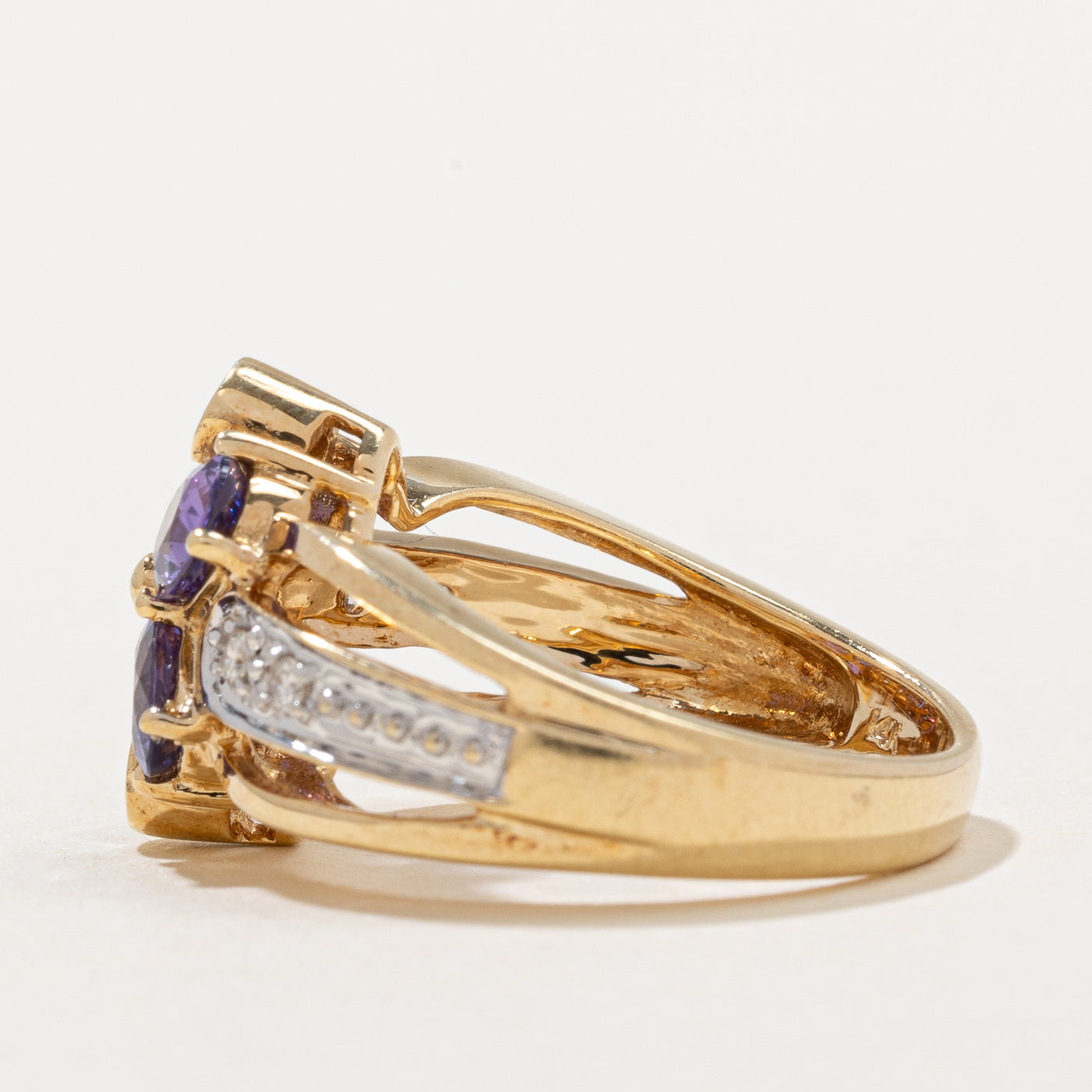 Exquisite 1.20ctw Violet Sapphire & 0.10ctw Diamond Cocktail Ring - Size 5.75 | Elegant Women's Jewelry for Parties, Weddings & Special Occasions