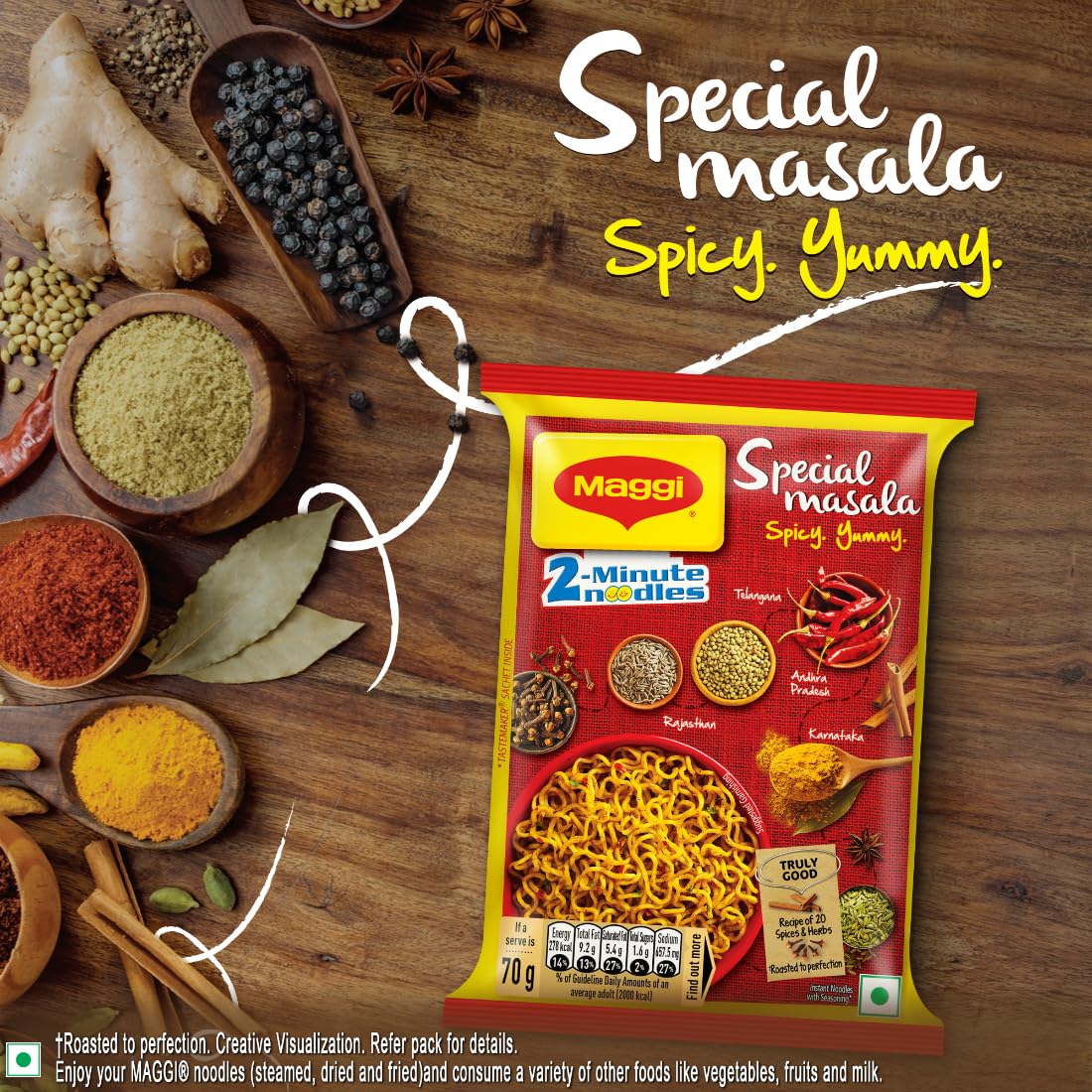 MAGGI 2-Minute Special Masala Instant Noodles - 280g Pack | Quick & Easy Indian Spiced Noodles for Lunch, Snacks or Late-Night Cravings