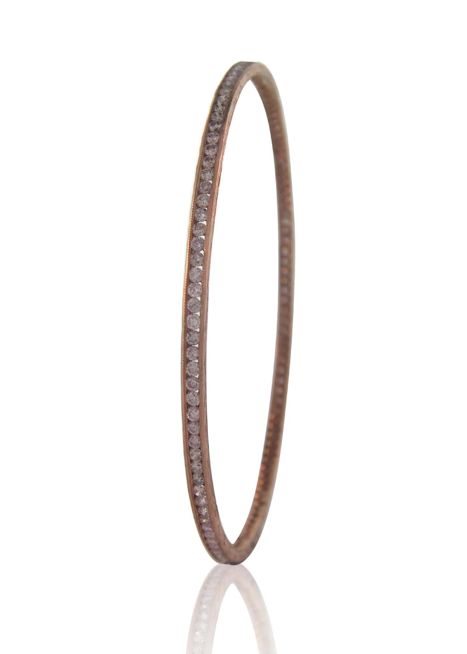 Sethi Couture Channel Set Pink Diamond Bangle Bracelet for Women - Elegant 14K Gold Jewelry Gift for Anniversary, Birthday & Special Occasions