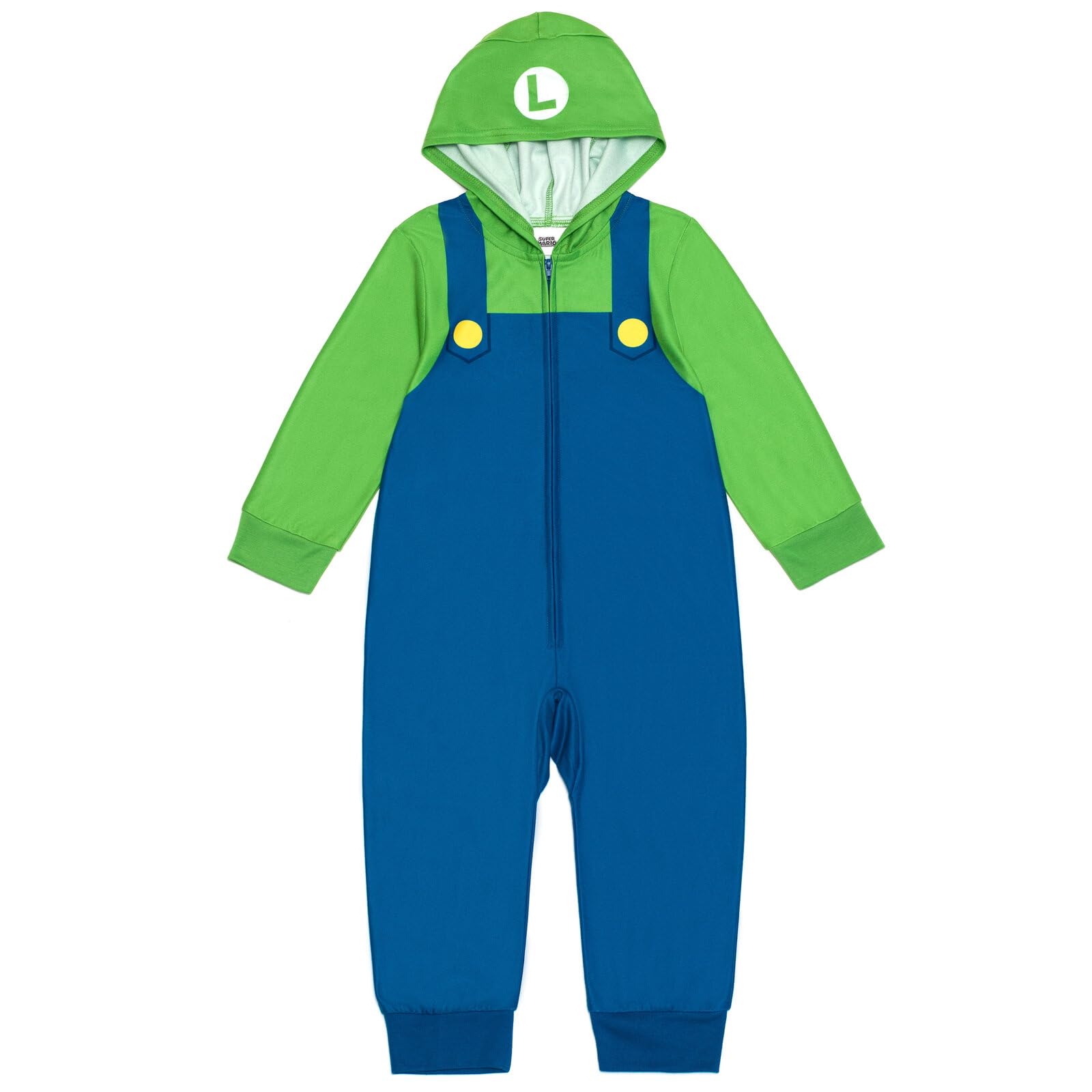 Super Mario Nintendo Zip-Up Pajama Coverall for Toddlers (2T-5T) - Soft & Comfortable Sleepwear for Boys & Girls - Perfect for Bedtime, Playtime & Family Movie Nights