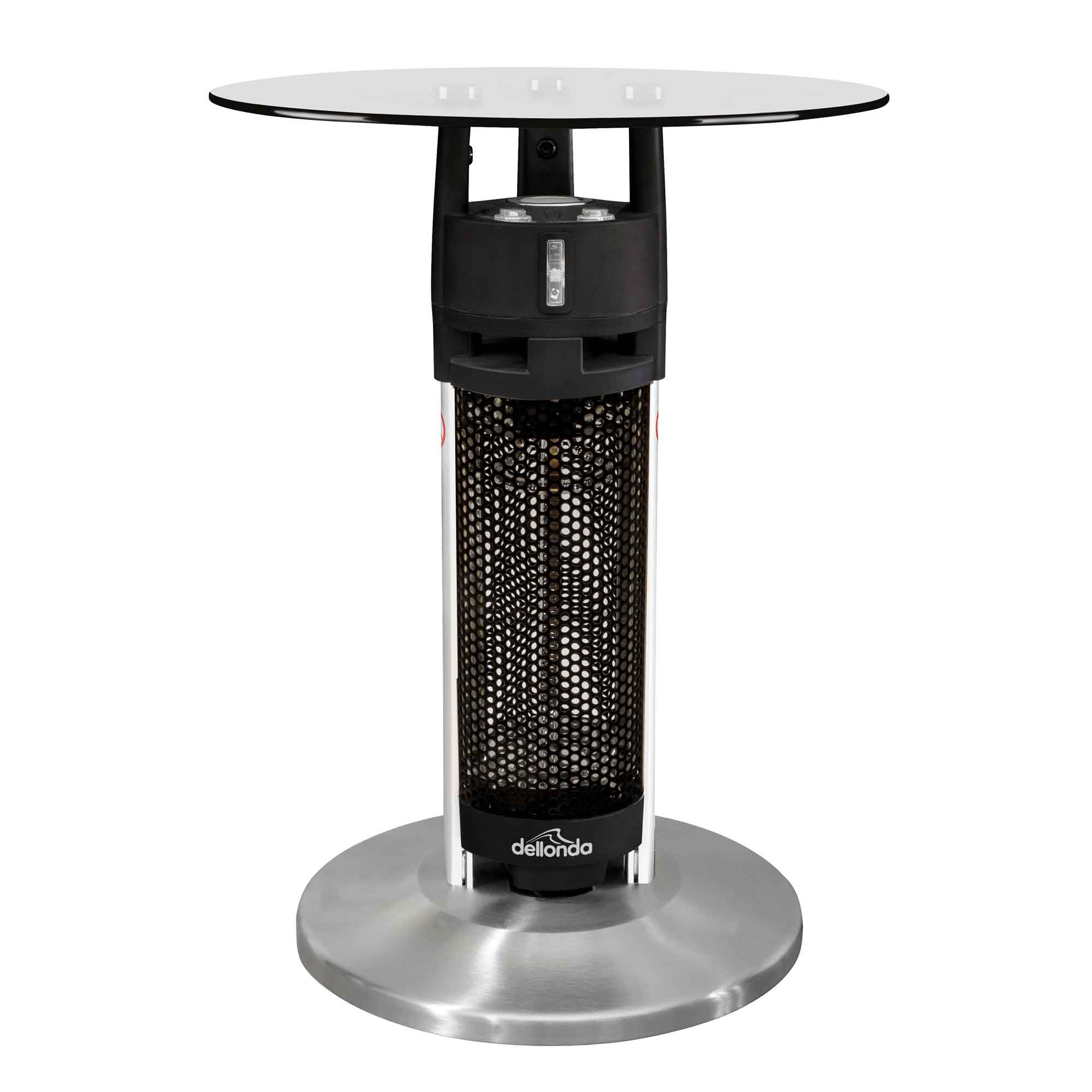 65cm Bistro Bar Table with 1200W Patio Heater - Black/Stainless Steel Outdoor Dining Set for Patio, Garden & Restaurant Use - Model DG62