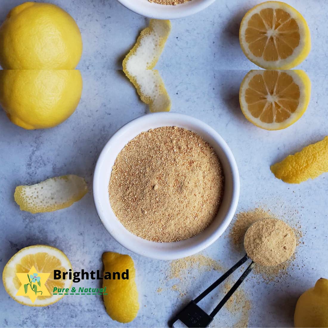 Brightland Pure Organic Lemon Peel Face Cleanser Powder | Citrus limonum | 100g | Natural Exfoliating & Brightening Facial Scrub for Glowing Skin | Perfect for Morning & Night Skincare Routine