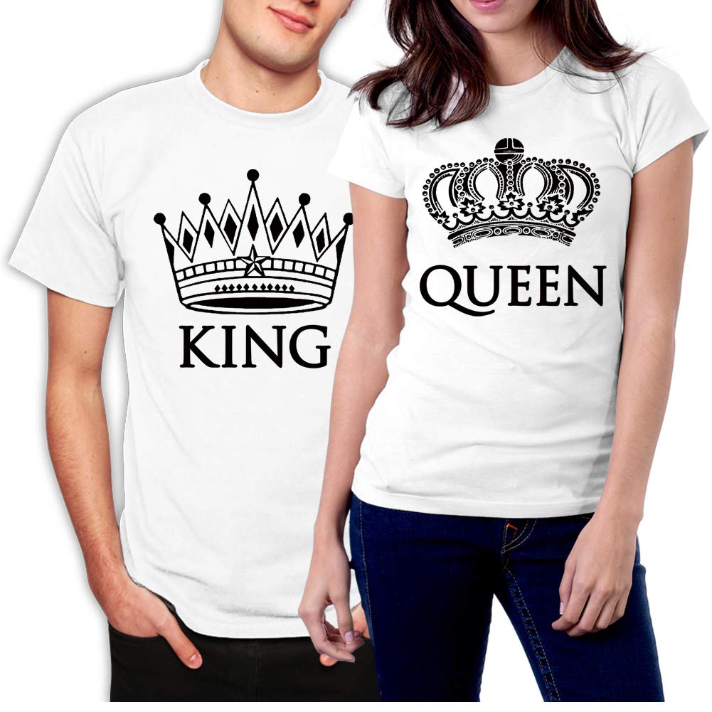 King and Queen Matching Couple T-Shirts - Funny His & Hers Graphic Tees for Couples - Perfect for Anniversaries, Date Nights & Valentine's Day Gifts