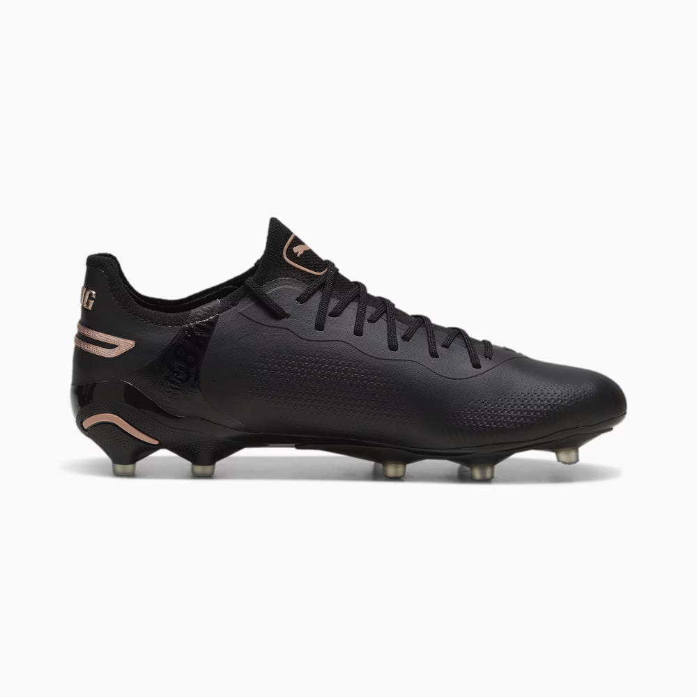 Puma King Ultimate FG/AG Soccer Cleats for Men - Black/Copper Rose Football Shoes | Perfect for Turf & Artificial Grass Fields, Competitive Matches & Training Sessions