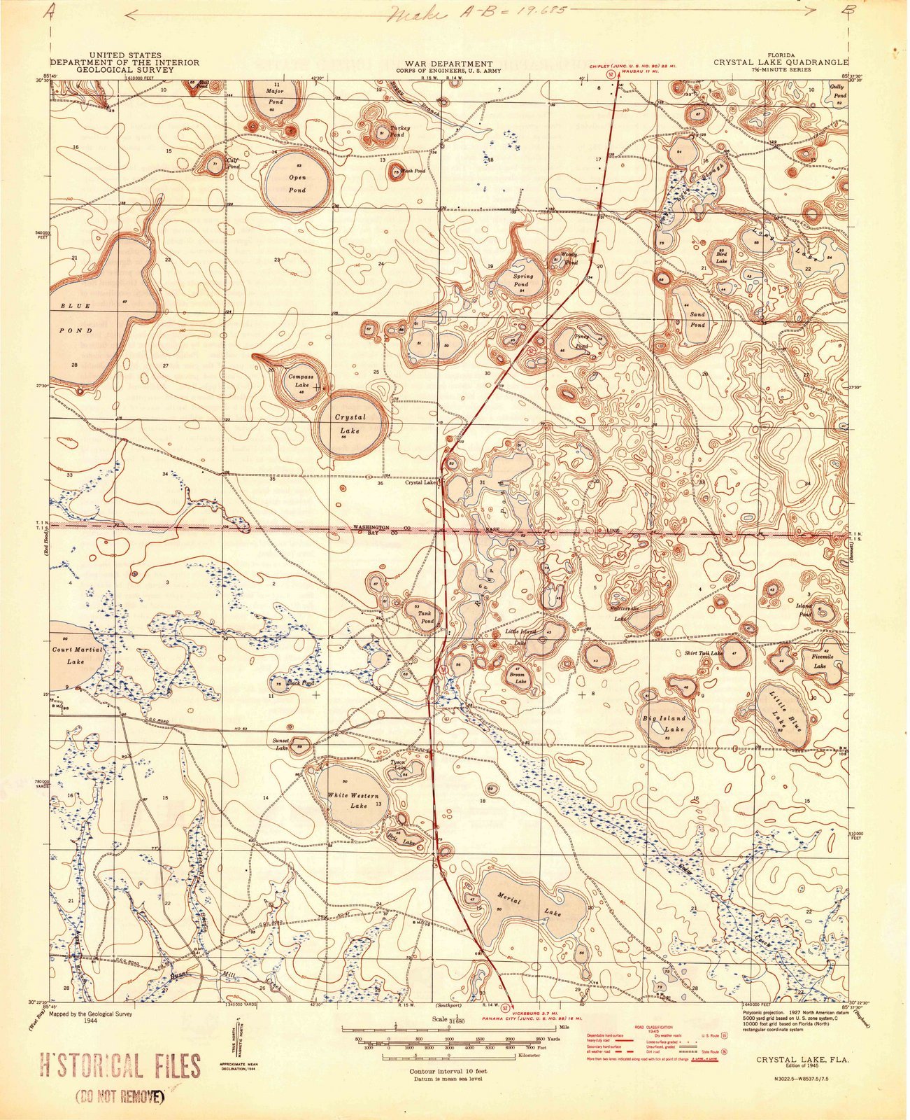 Vintage 1945 Florida Lake USGS Topographic Map - Large 35x44 Inch Historical Wall Art Decor for Home, Office & Classroom | Antique Map of Lake, FL