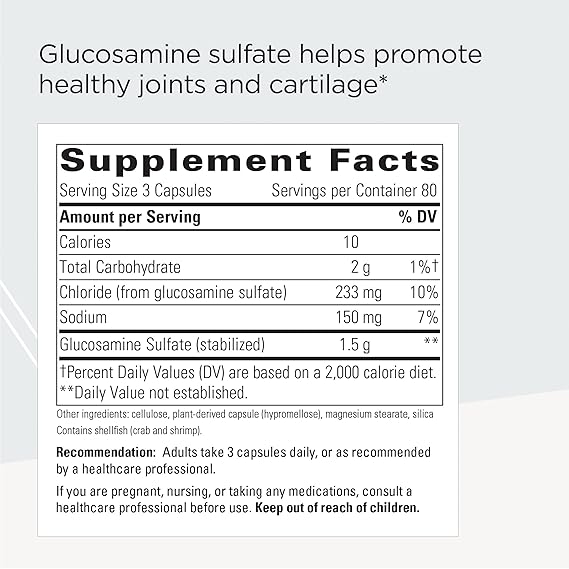 Integrative Therapeutics Glucosamine Sulfate Supplement - 1000mg per Serving for Joint Health & Mobility - Supports Cartilage & Connective Tissue - Ideal for Athletes & Active Adults