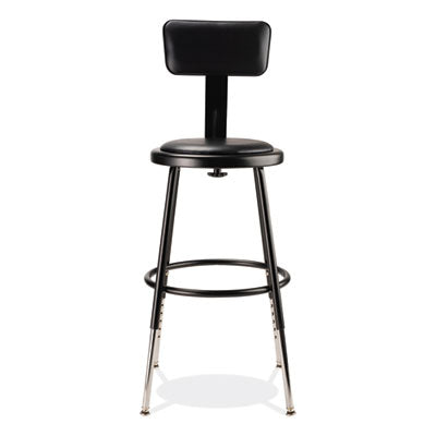 Heavy Duty Vinyl Padded Stool with Backrest - NPS 6400 Series 300 lb Capacity Bar Stool for Kitchen, Garage & Workshop Use