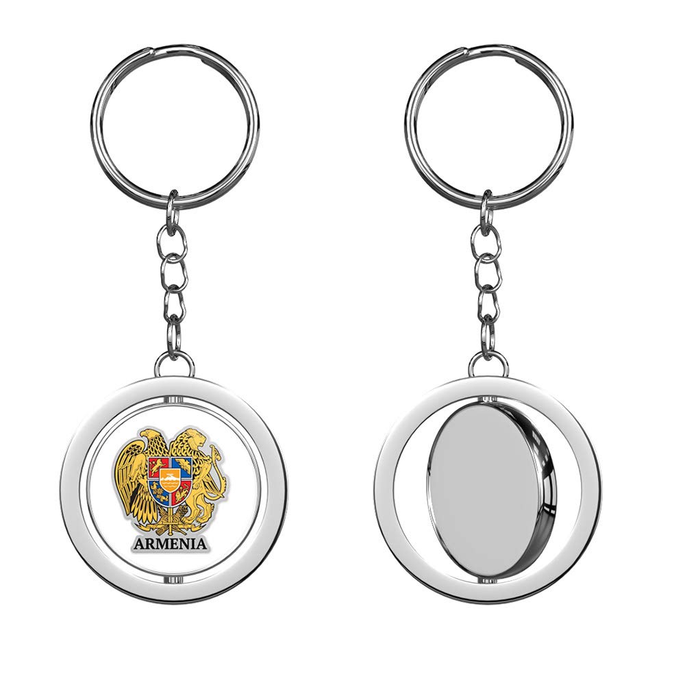 **Armenia Coat of Arms Keychain - Double-Sided Spinning Silver Chrome Keyring for National Pride & Patriotic Gifts | Perfect for Travel, Souvenirs & Key Accessories**