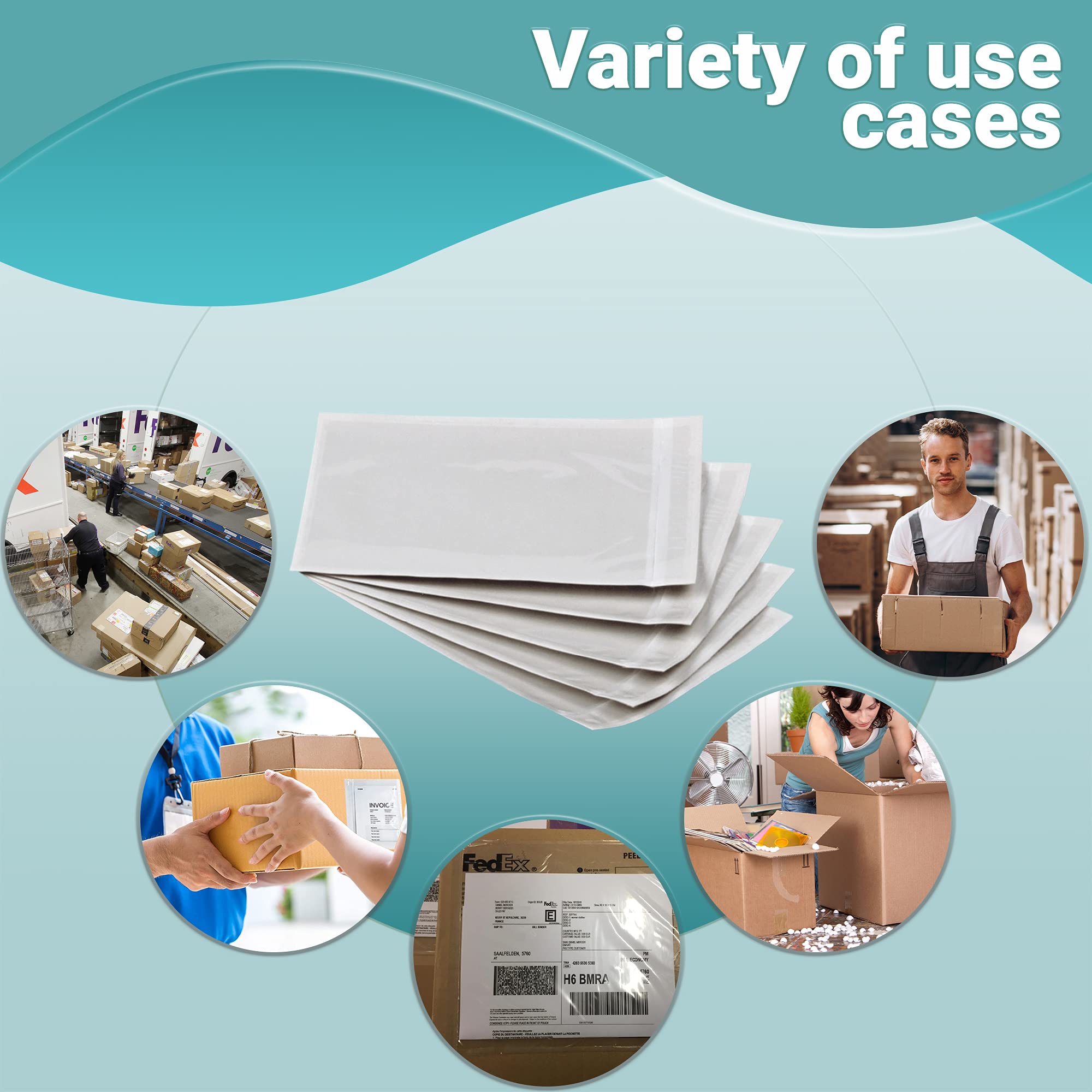 APQ 9.5 x 12 Inch Clear Top Loading Packing List Envelopes - 500 Pack Self-Seal Plastic Shipping Label Pouches | Durable Document Mailing Envelopes for Ecommerce, Office & Logistics Use