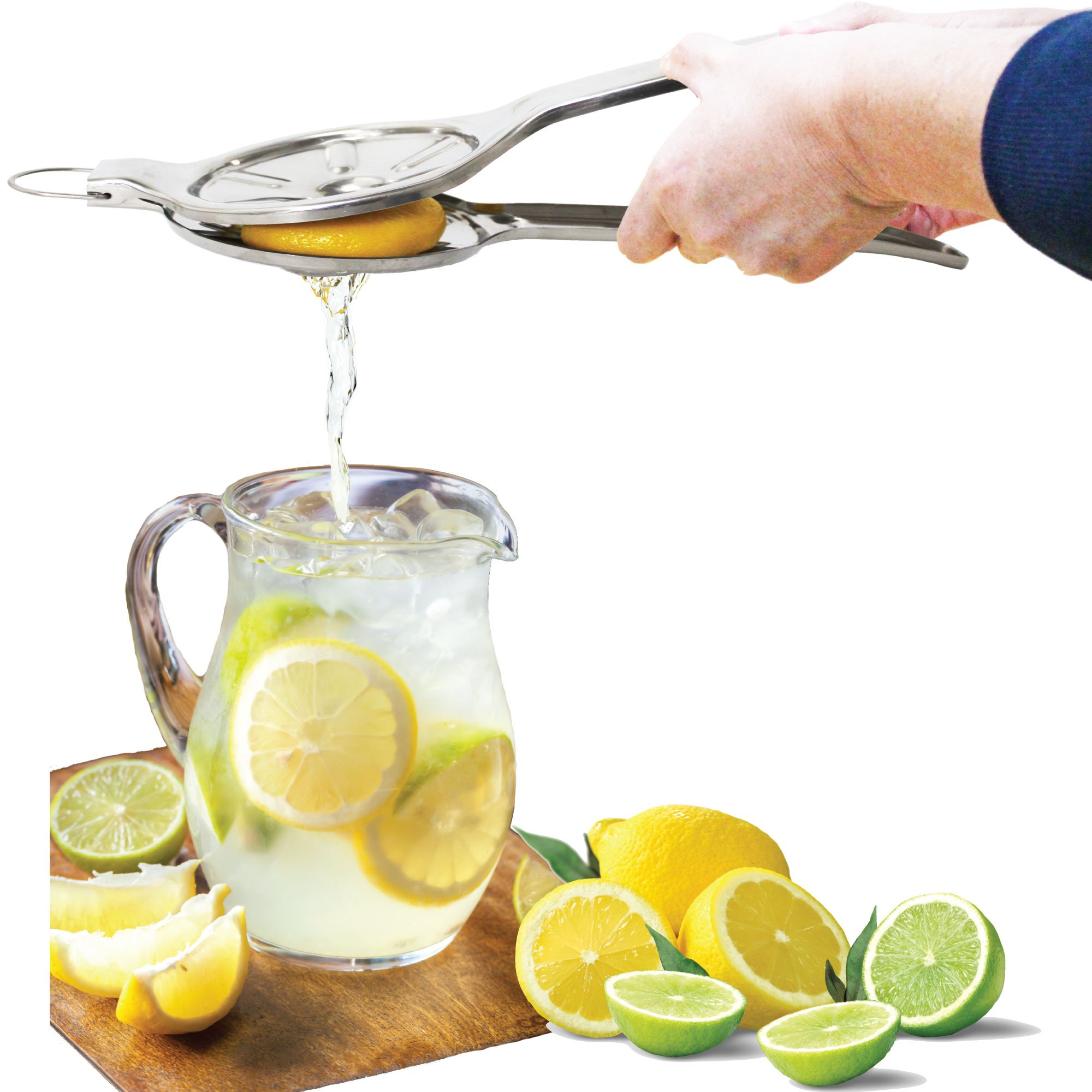 Premium Jumbo Size 100% Stainless Steel Lemon Squeezer - Heavy Duty Citrus Press for Lime, Orange & Lemon - Includes Free Citrus Tap - Perfect for Bars, Restaurants & Home Kitchen Use