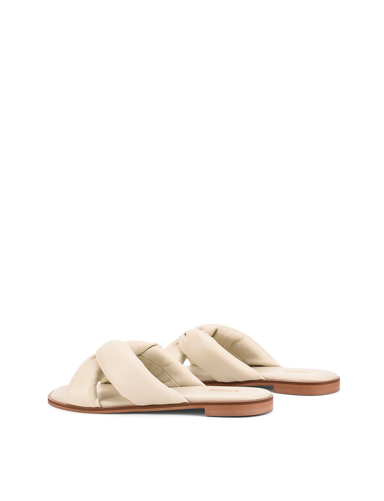 Madeline Beige Leather Flat Slides for Women - Comfortable Summer Sandals for Beach, Pool, and Casual Wear
