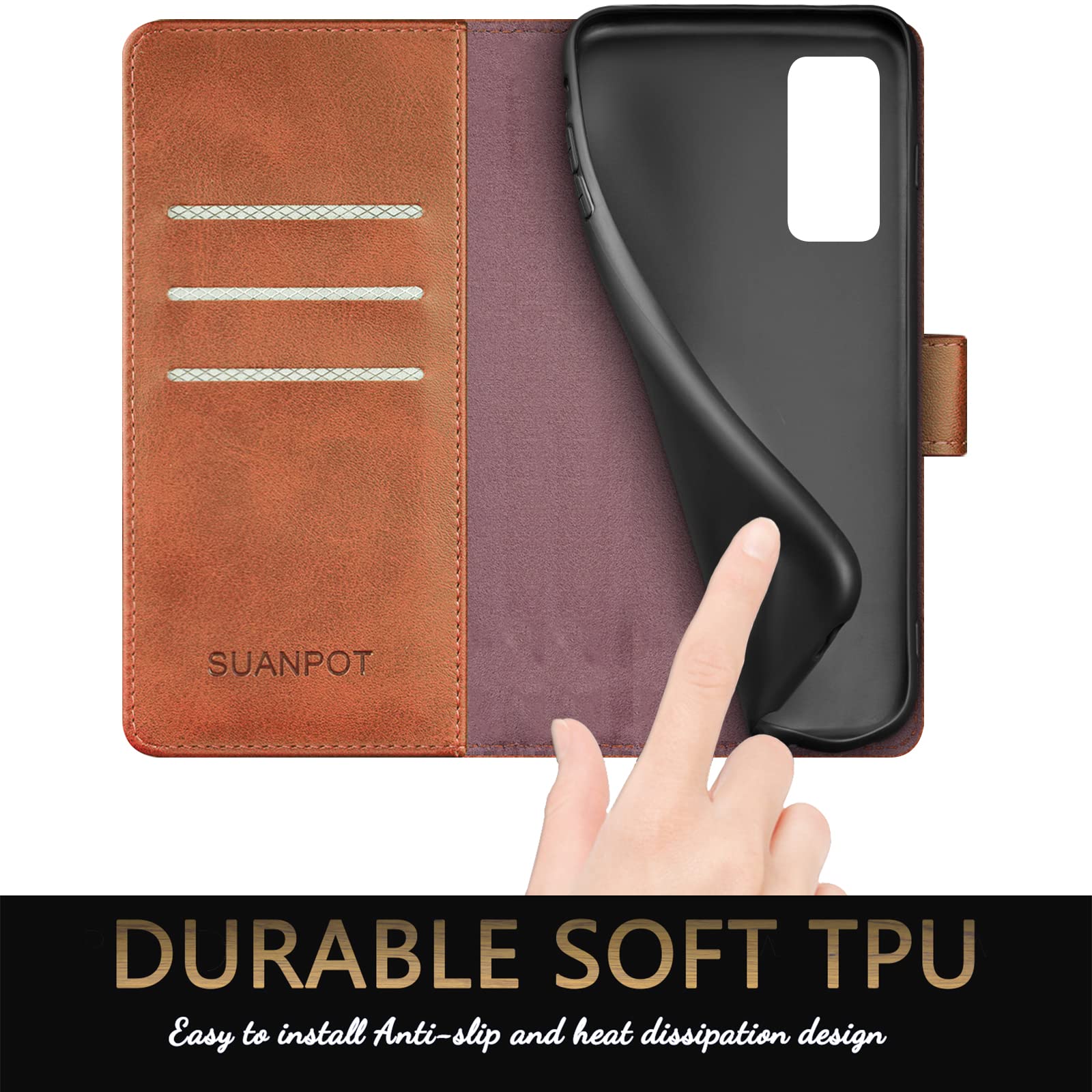 SUANPOT RFID Wallet Case for Samsung Galaxy S20 FE 5G - PU Leather Flip Cover with Card Holder for Daily Use
