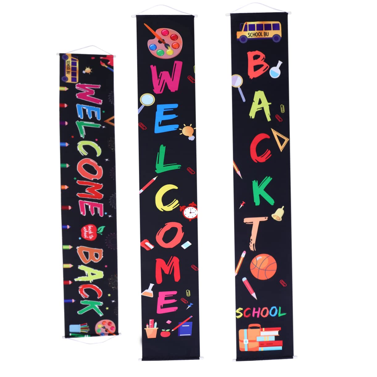 Garneck 9-Piece School Season Decorative Banner Set - Chalkboard Door Hangers & Photo Backdrop Cloth for Classroom, Office Party & Seasonal Decorations