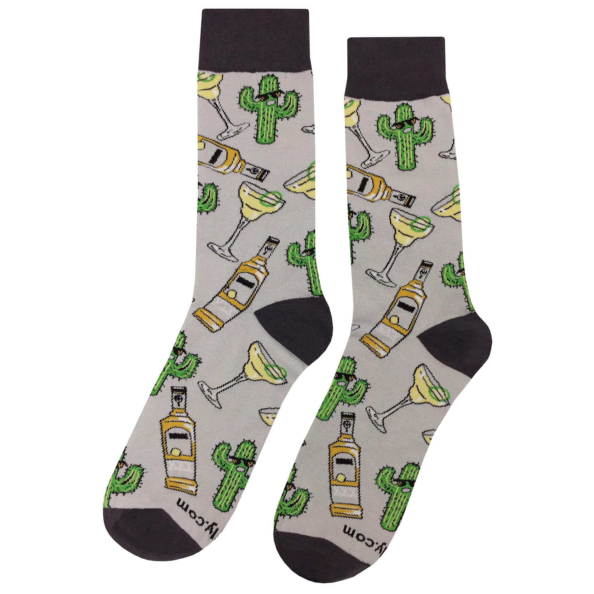 Funny Margarita Fiesta Dress Socks for Men - Colorful Novelty Cotton Crew Socks Size 8-12 - Crazy Funky Fancy Design - Perfect Gift for Parties, Festivals & Casual Wear