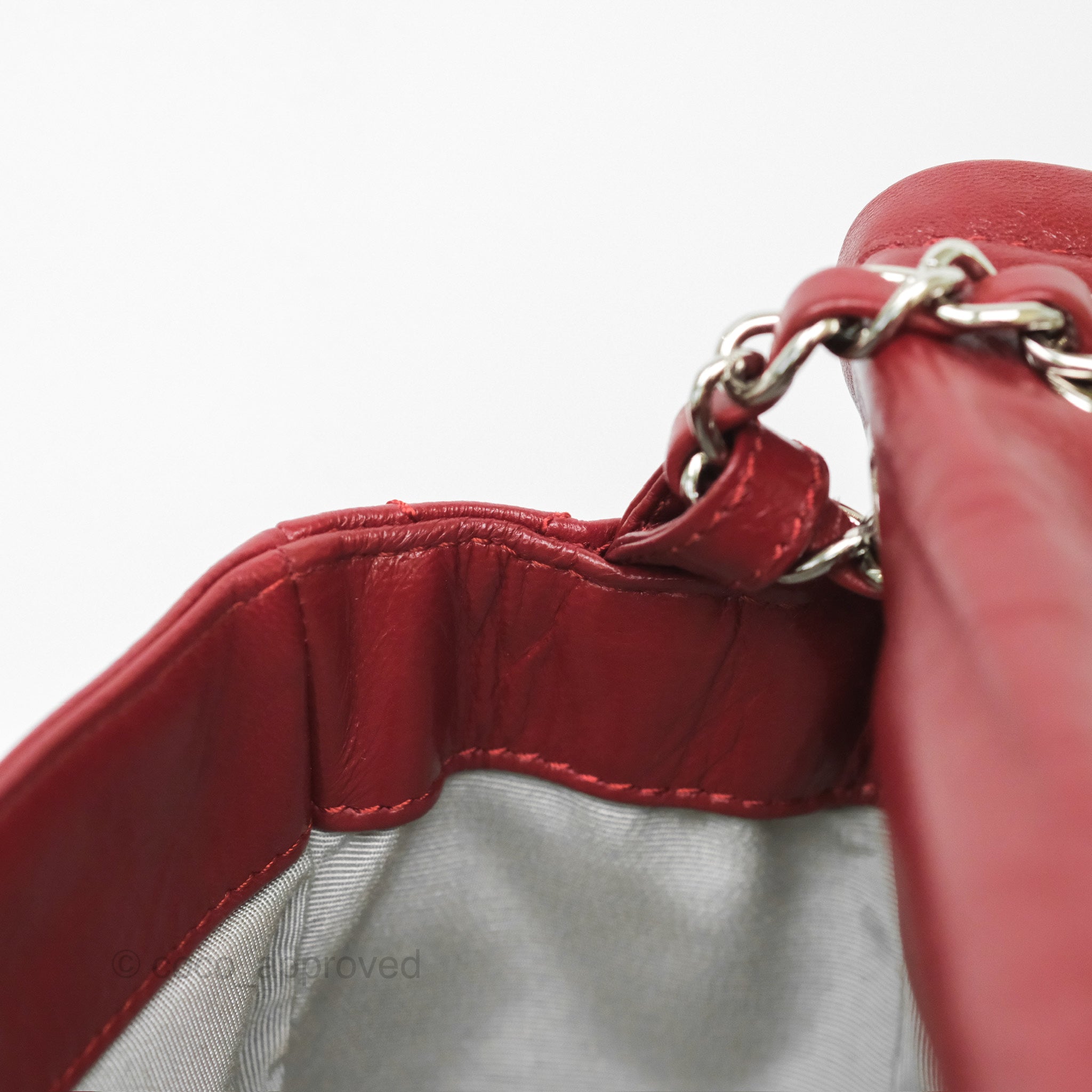Chanel CC Flap Shoulder Bag in Dark Red Crumpled Leather with Silver Hardware - Luxury Crossbody Bag for Women, Perfect for Date Night & Evening Events