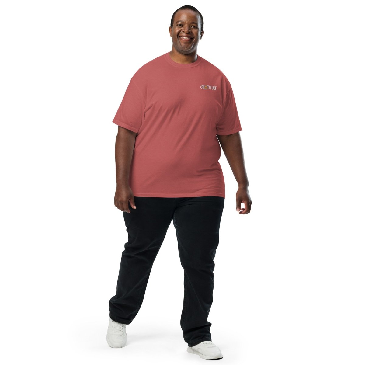 Gratitude Embroidered Heavyweight Unisex T-Shirt - Premium Cotton Crewneck Tee for Men & Women - Perfect for Casual Wear, Gifts, and Everyday Comfort