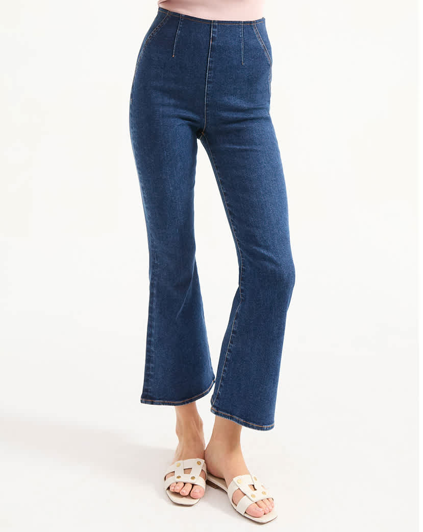 Carson Women's Off Duty Kick Flare Jeans - High Waisted Stretch Denim Pants for Casual Wear & Everyday Outfits
