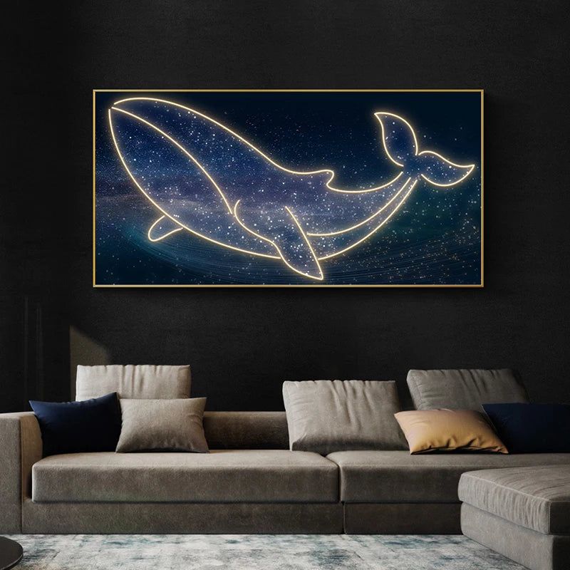 Whale LED Wall Lamp - Modern Art Decor Lighting for Living Room, Bedroom & Office - Energy-Efficient Dimmable Ambient Light