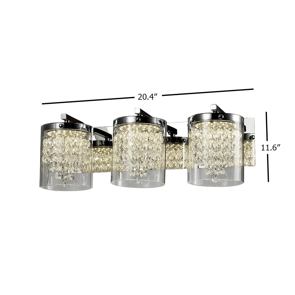 ZP88 Modern 3-Light LED Bathroom Vanity Light Fixture - Brushed Chrome Finish - Perfect for Bathroom, Powder Room & Dressing Area Makeup Lighting