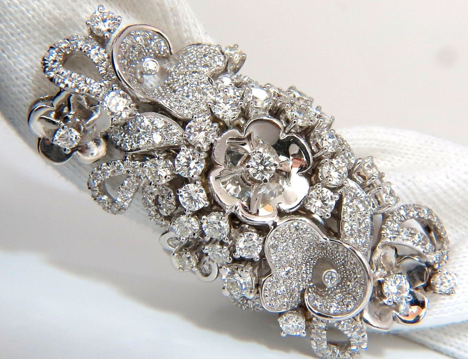 4.00 Carat Natural Brilliant Diamond Floral Cocktail Vine 3D Deco Ring in 18K Gold – Perfect for Weddings, Parties & Special Occasions
