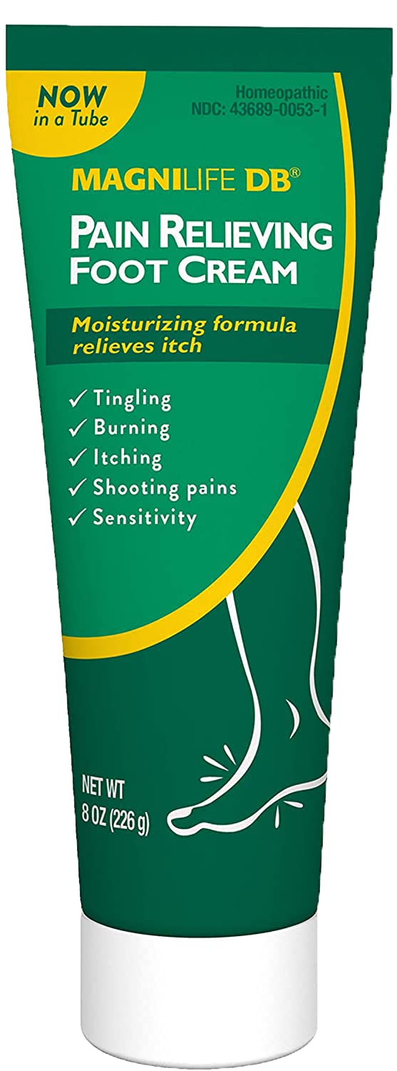MagniLife DB Foot Cream for Burning, Tingling & Nerve Pain Relief - Soothes Dry, Cracked, Itchy Feet - 8 oz Tube - Perfect for Diabetic Foot Care & Sensitive Skin at Night