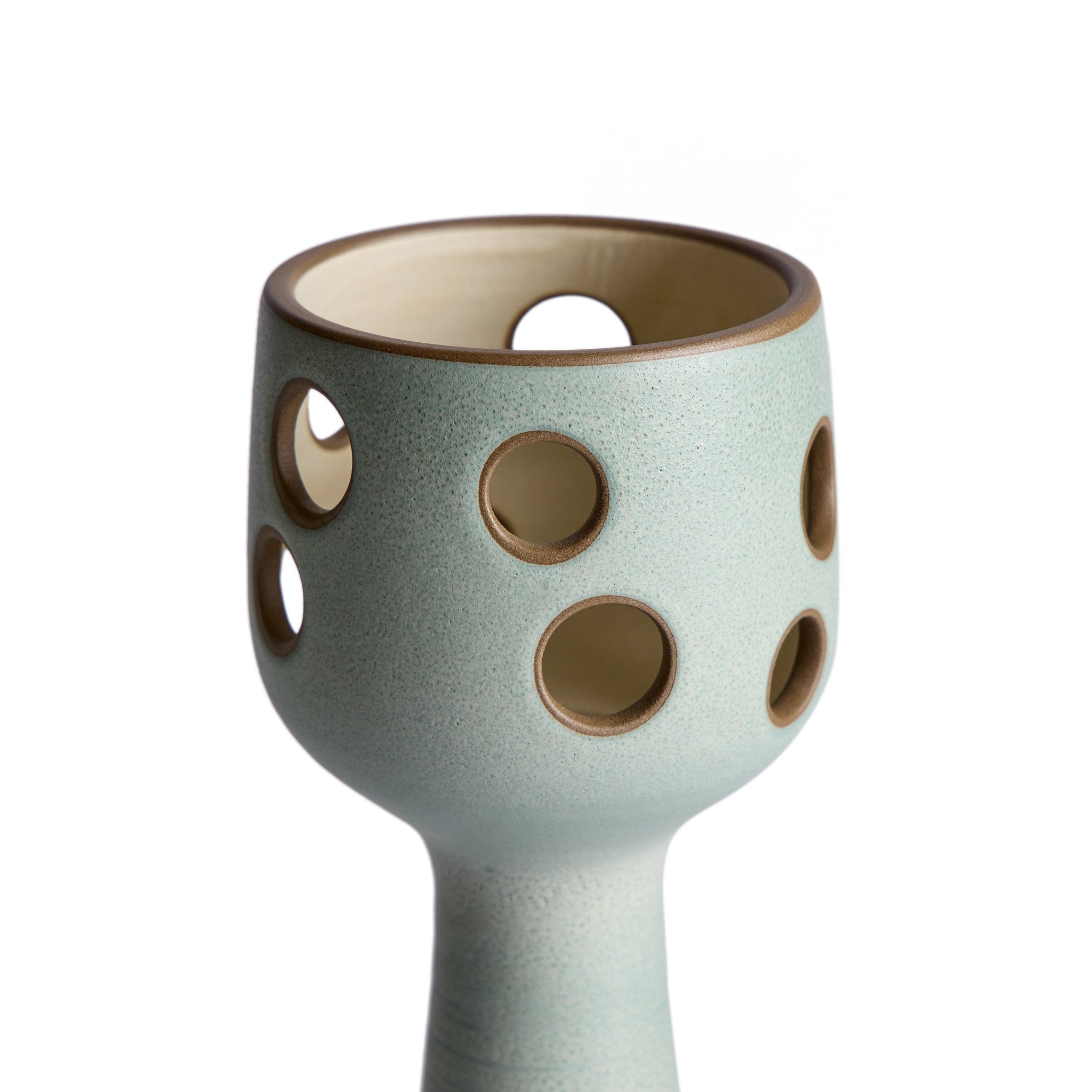 Large Lighthouse Candle Holder in Oat and Penny Green - Coastal Home Decor for Living Room, Bedroom, or Bathroom