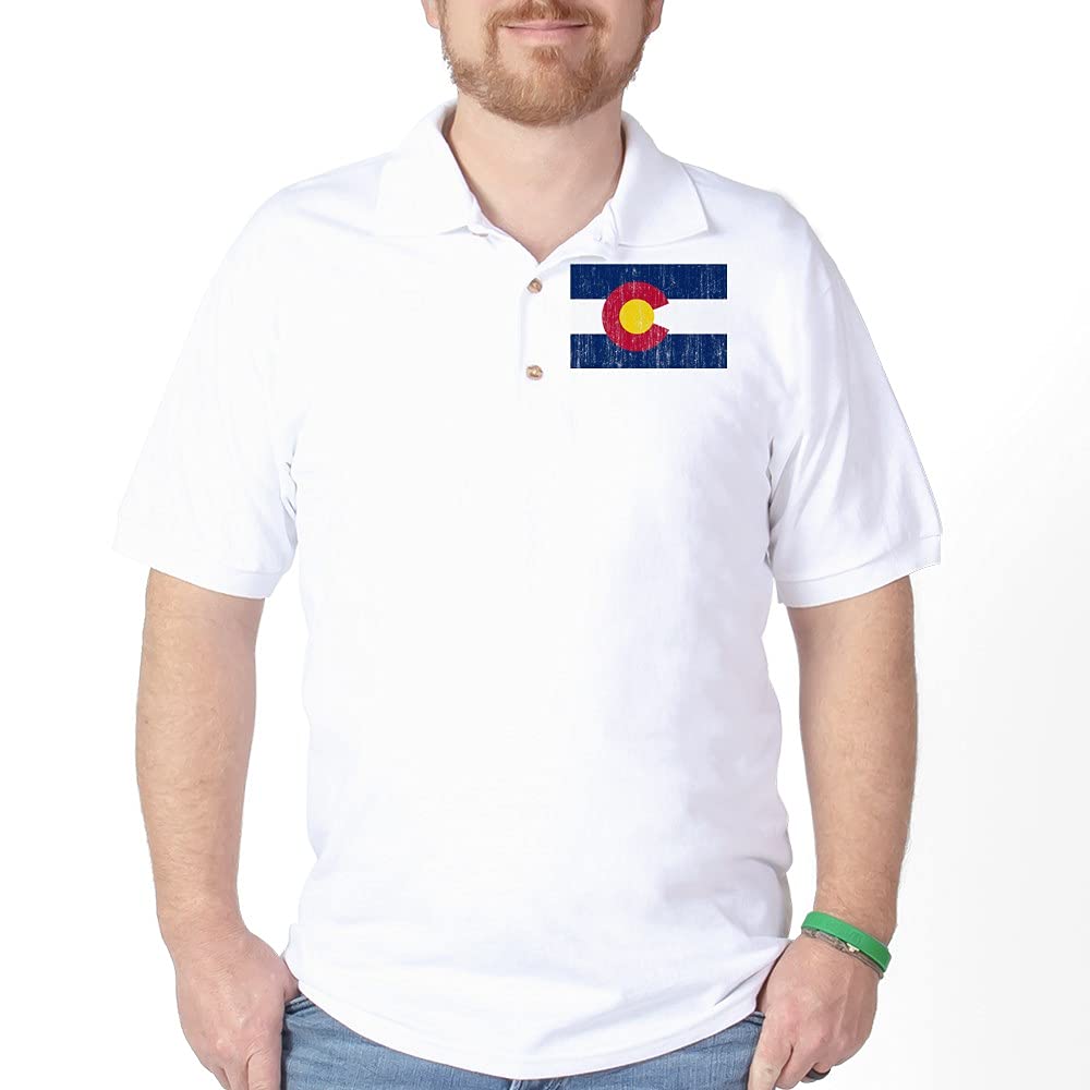 Colorado State Flag Golf Polo Shirt - Breathable & Moisture-Wicking Performance Polo for Men - Perfect for Golf, Casual Wear & Outdoor Activities