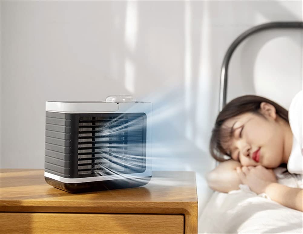 Portable Air Conditioner Fan - Mini Desktop Cooling Fan with Humidifier, Personal Air Cooler for Bedroom, Office & Home Use | Compact & Energy Efficient | Perfect for Small Spaces, Dorm Rooms & Workstations (Green)