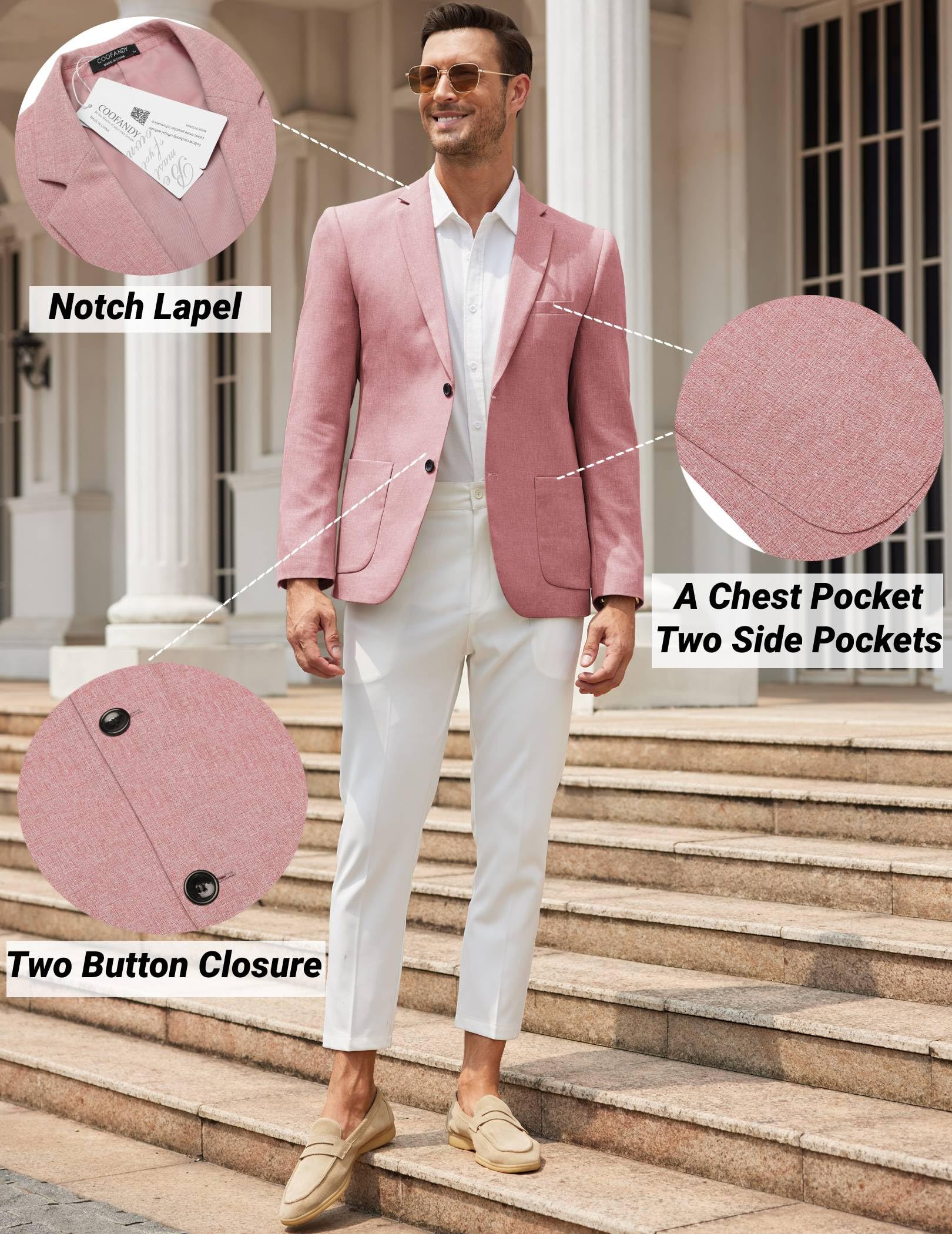 COOFANDY Men's Lightweight Casual Blazer - Slim Fit Two Button Sport Coat Business Suit Jacket for Office, Wedding & Formal Events
