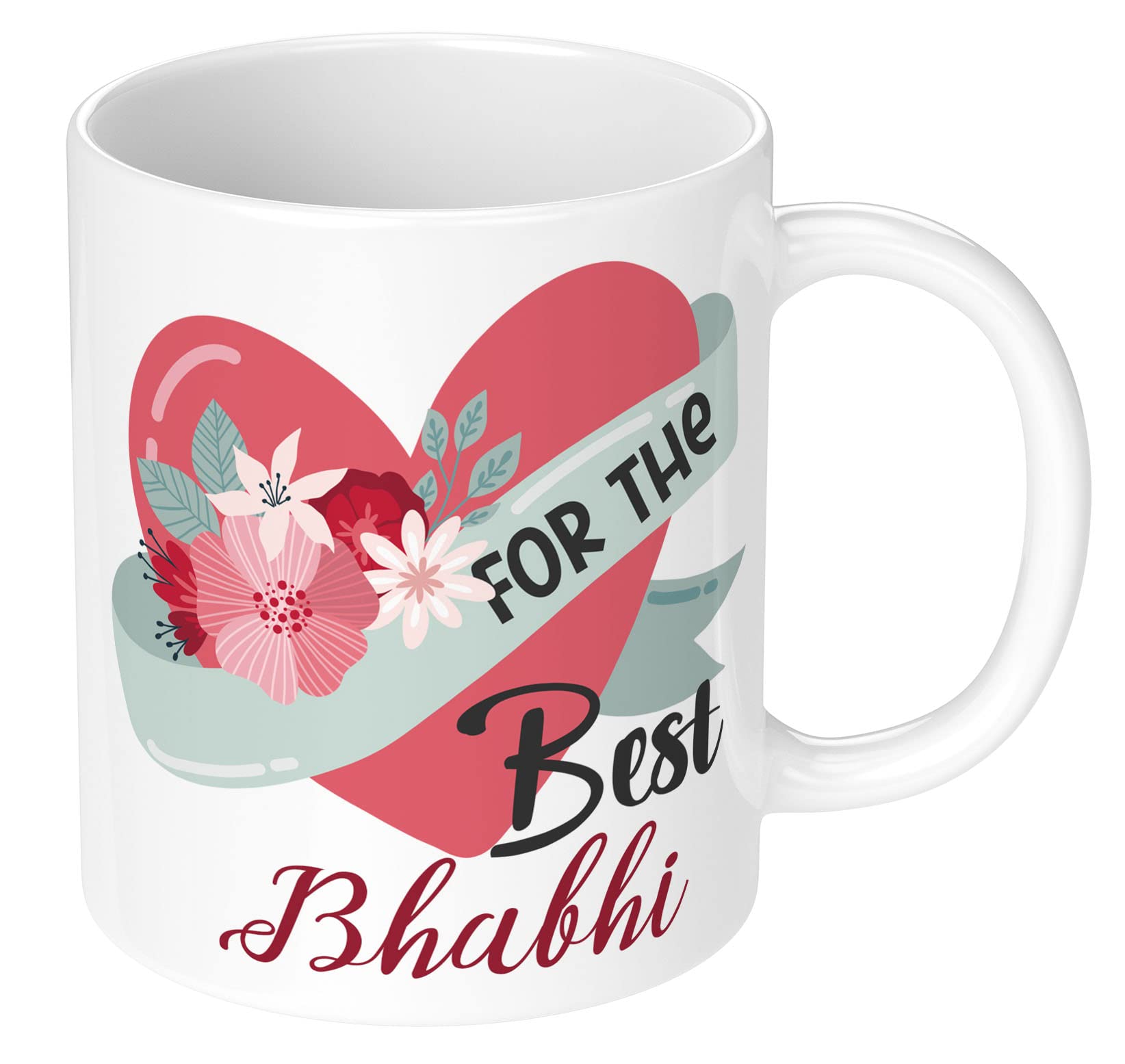 NH10 DESIGNS White Printed Mug with Family Name & Quote - Perfect Bhabhi Birthday & Anniversary Gift - Ceramic Coffee Tea Cup for Home, Office & Special Occasions (FTBWM 14)