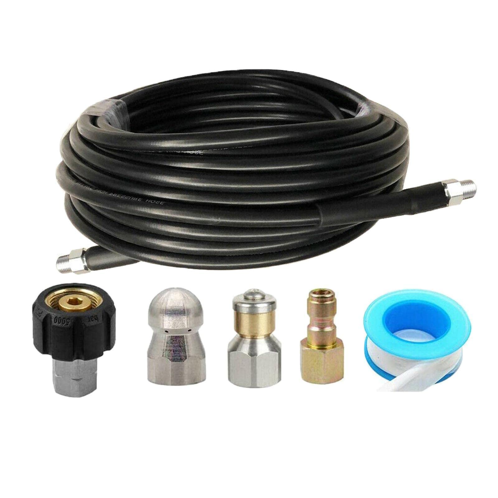 Baoblaze 30M 4000PSI High Pressure Drain Cleaner Hose Jetter Kit with Brass Thread - Powerful Pipe Cleaner for Home Plumbing, Sewer Lines & Commercial Use