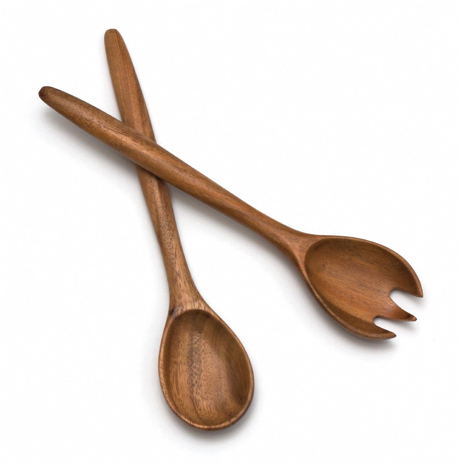 Premium Oblong Acacia Wood Salad Servers Set of 12 - Durable & Eco-Friendly Serving Utensils for Parties, BBQs, and Family Gatherings